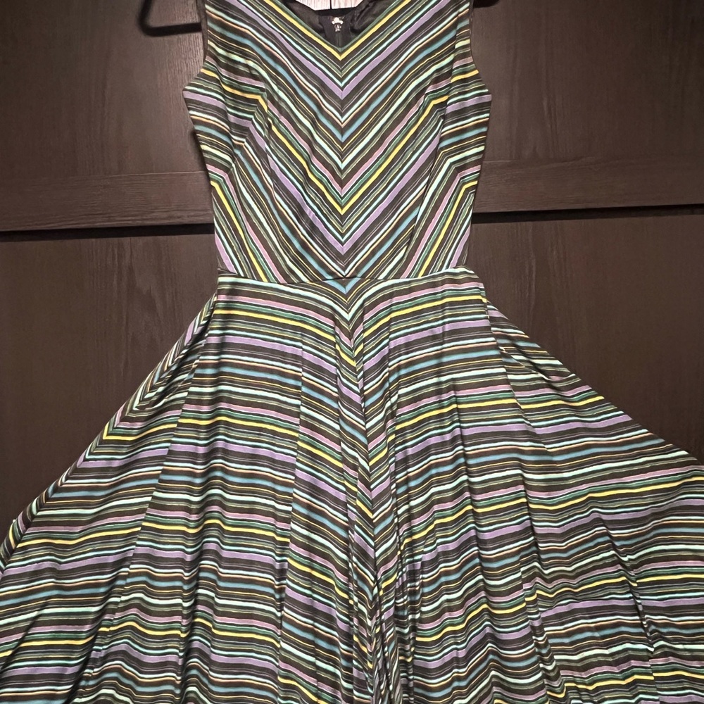 Pinup Couture Chevron Striped Midi Dress